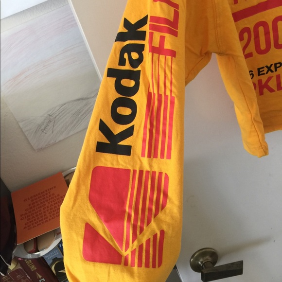 KODAK Bright Yellow LS Logo T-Shirt Sz M - Picture 3 of 7